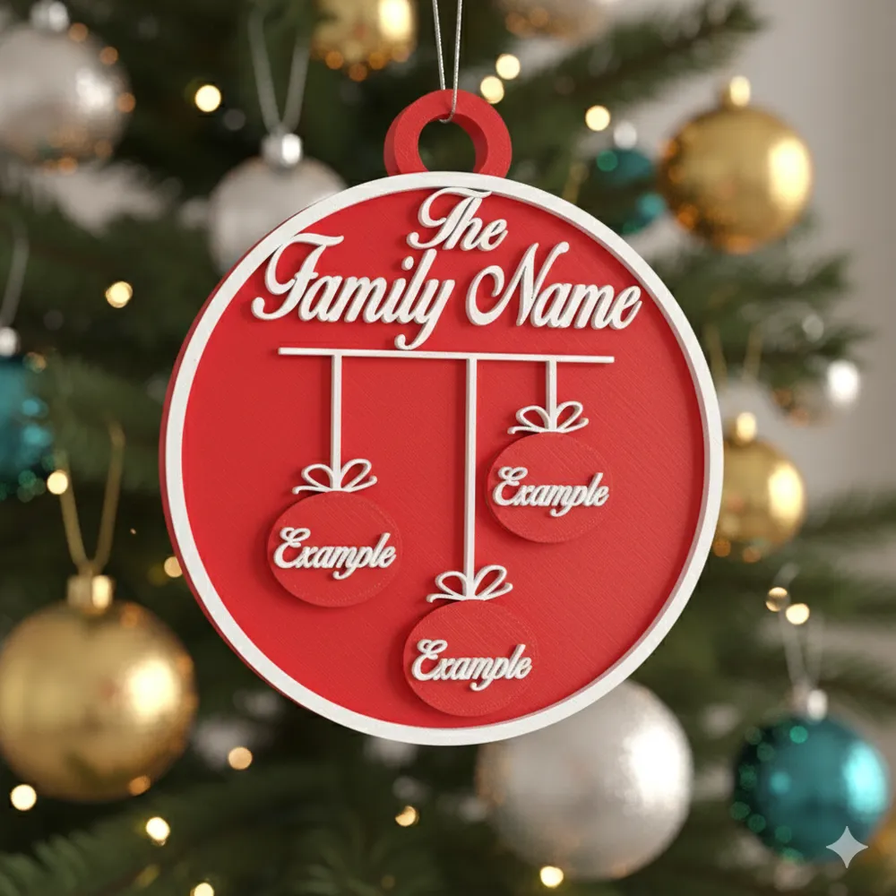 Custom Family Christmas Ornament Editable - Free 3D Print Model ...