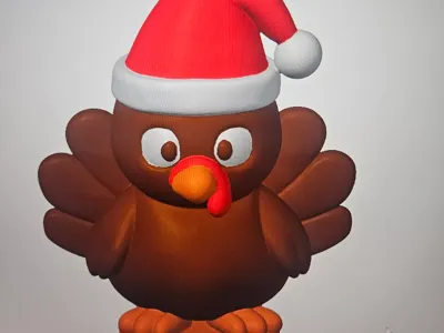 Cute turkey with santa hat