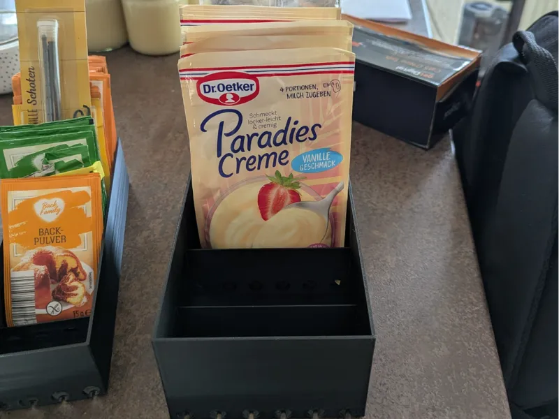 Box für Puddingpulver, Milchreis....
