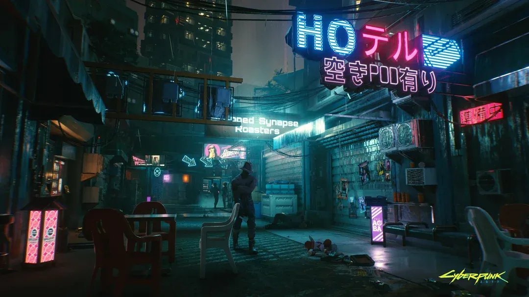 A slice of neon-soaked Cyberpunk 2077 Night City ambiance.
