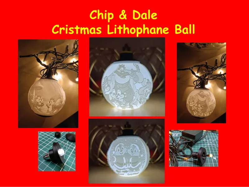 Chip & Dale Christmas Lithophane Ball