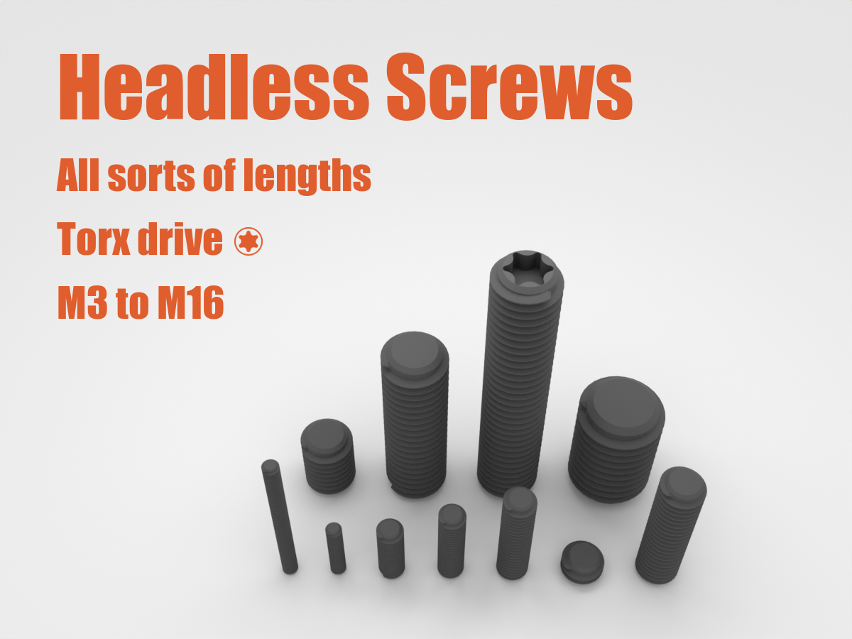 M3 - M16 Headless Torx Screws in various lengths (incl. STEP)