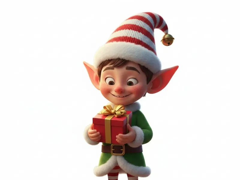 Kleiner Elf mit Geschenk