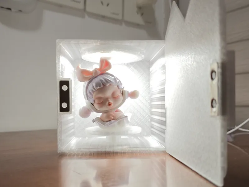 手办温暖的家！3D打印猫咪夜灯展示盒，点亮床头，温暖相伴