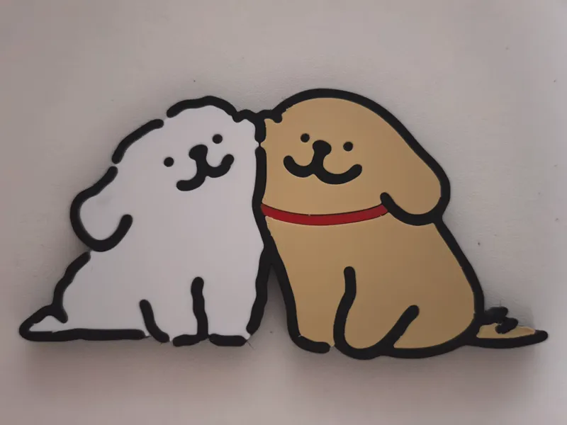 线条小狗贴贴钥匙扣