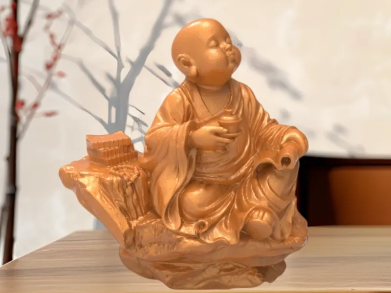 茶趣小佛 小和尚 小弥勒佛 茶宠摆件  茶盘摆件 
