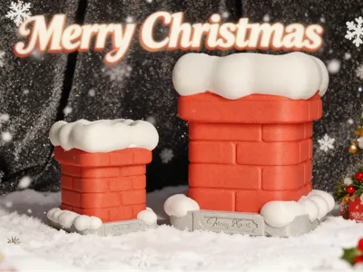 Merry Christmas Snow-Capped Chimney – A Desktop Winter Fairytale | Pen Holder + Ambient Light Dual-Use Model