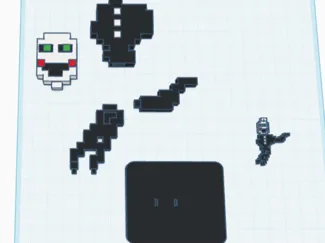 8-bit puppet key chain and statue (fnaf)