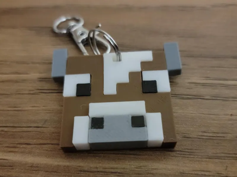 minecraft cow  keychain