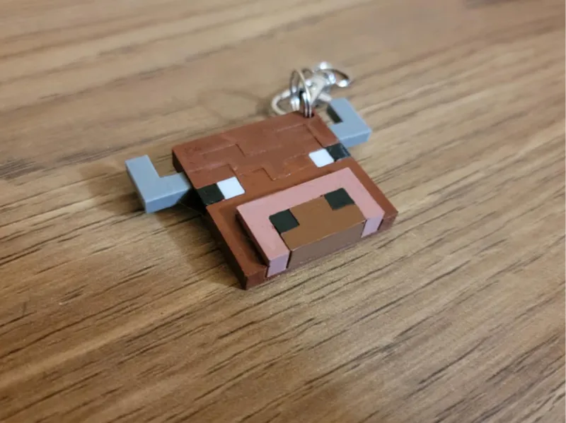 minecraft cow keychain