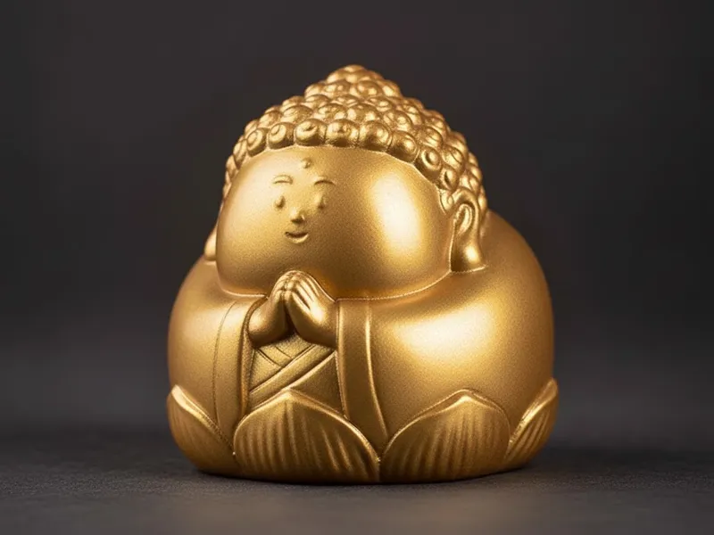 金色Q版胖佛打坐摆件（无支撑）