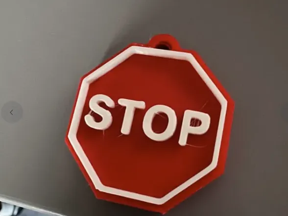 road sign STOP keychain not allowed stamp