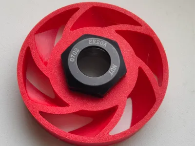 Left fan or impeller with CNC collet nut