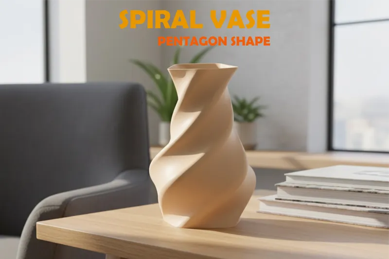 Spiral Vase – Pentagon Shape (3D Printed Vase)