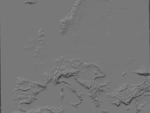 Topographic map of Europe