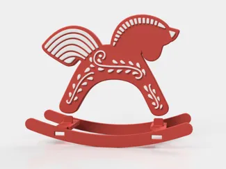 Red Christmas Horse - Rocking Horse
