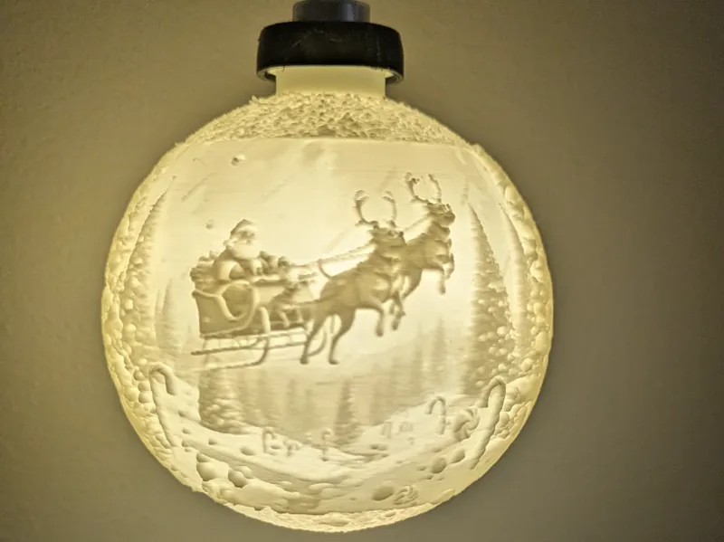 Santa's Night Flight Lithophane Ornament Light Cap