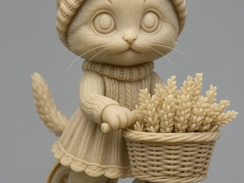 Cat in dress on a bike