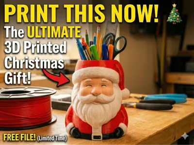 Jolly Santa Pen Holder | Christmas Desk Organizer 