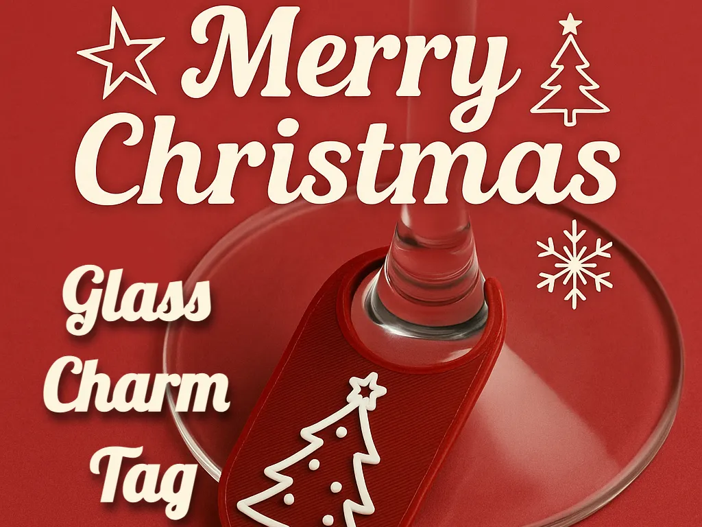 Xmas Wine Glass Charm Tag (Text or Emoji)