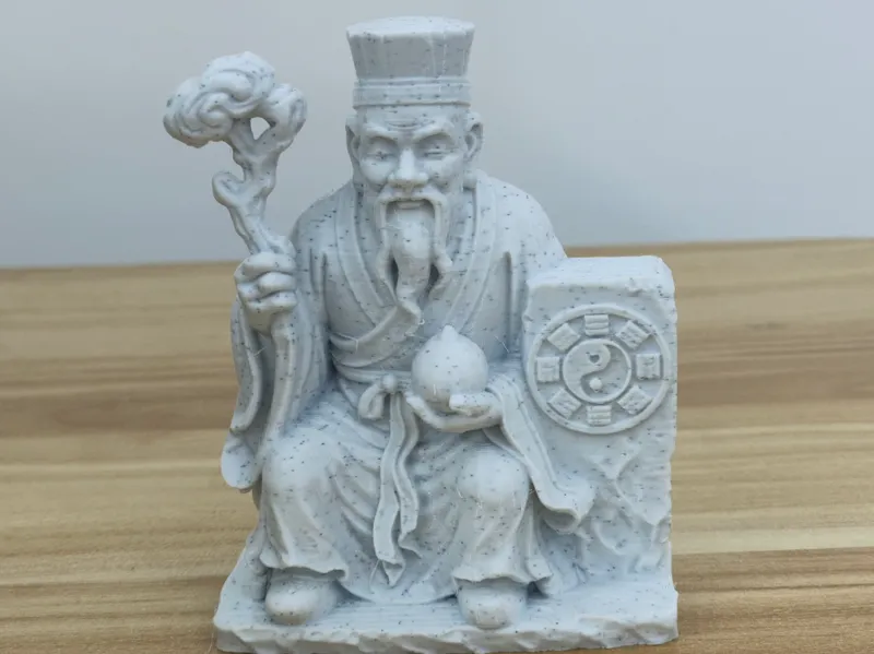 中式传统寿星持杖捧桃太极八卦摆件