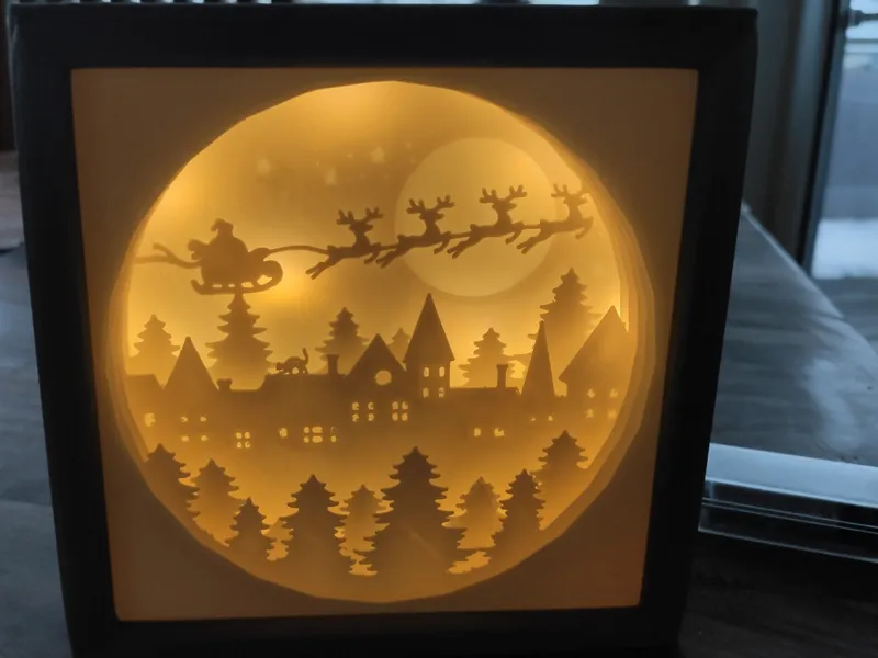 Christmas paper craft like scene lamp