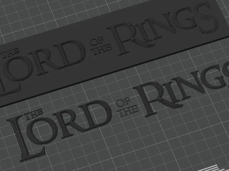 Horizontal LOTR logo lettering in 3D