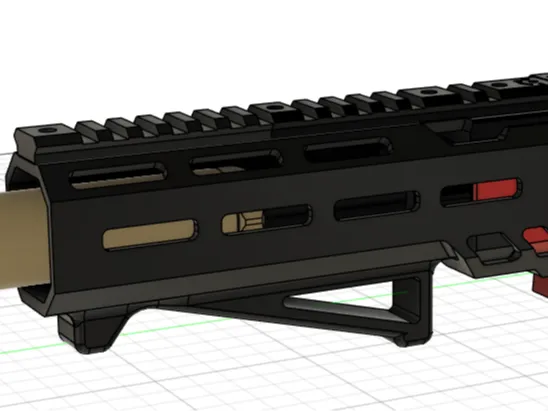 M-Lok handguard with angled foregrip