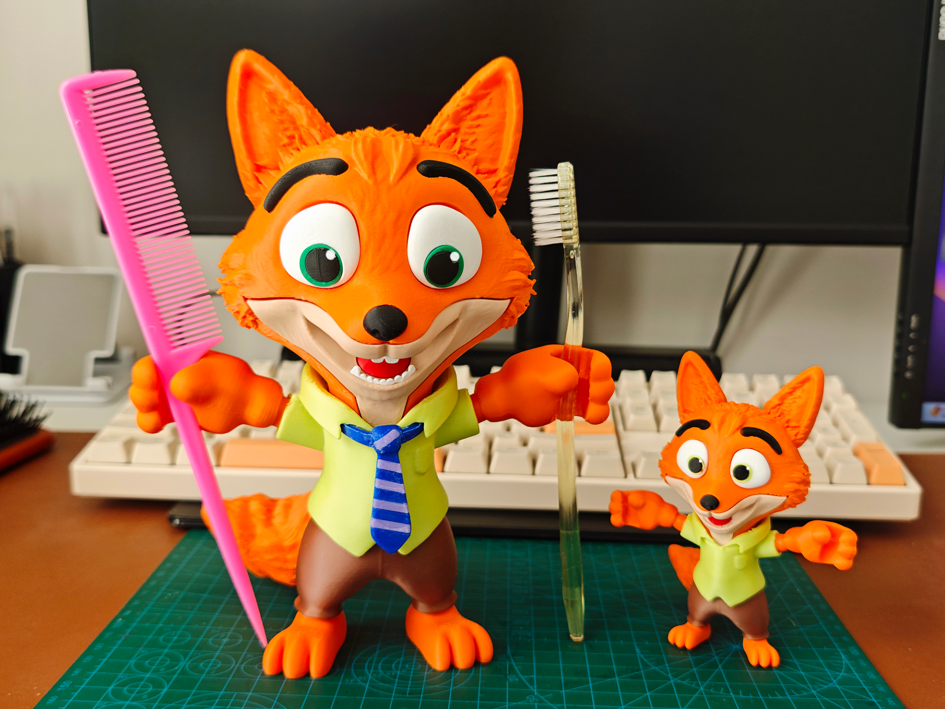 疯狂动物城2 狐狸Nick Wilde 尼克手办 牙刷放置餐具刀叉收纳置物 全部分件无需AMS多色