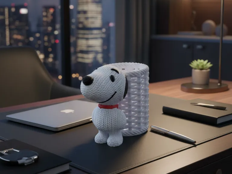 Porta-Lápis Snoopy Crochê Fofo 3D