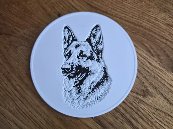 Coaster with image of a German Shepherd