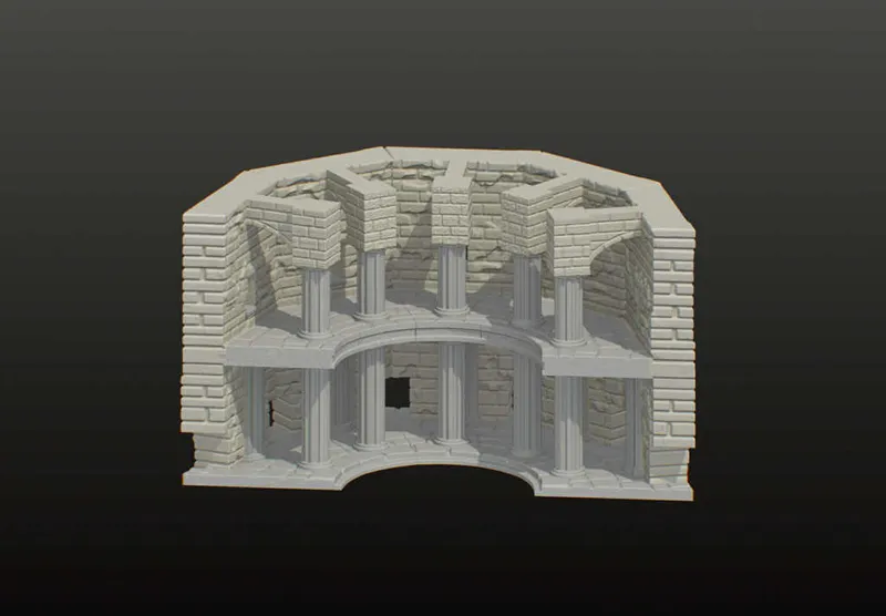 2 level coliseum, courtyard, or castle wall