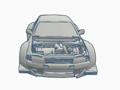 widebody nissan r33 opening hood