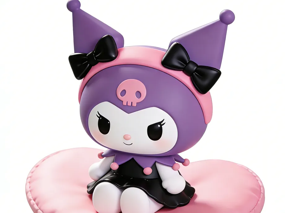 Kuromi sur socle cœur