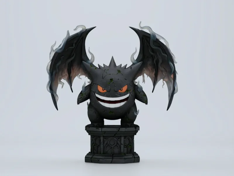 Gengar on a gothic stone