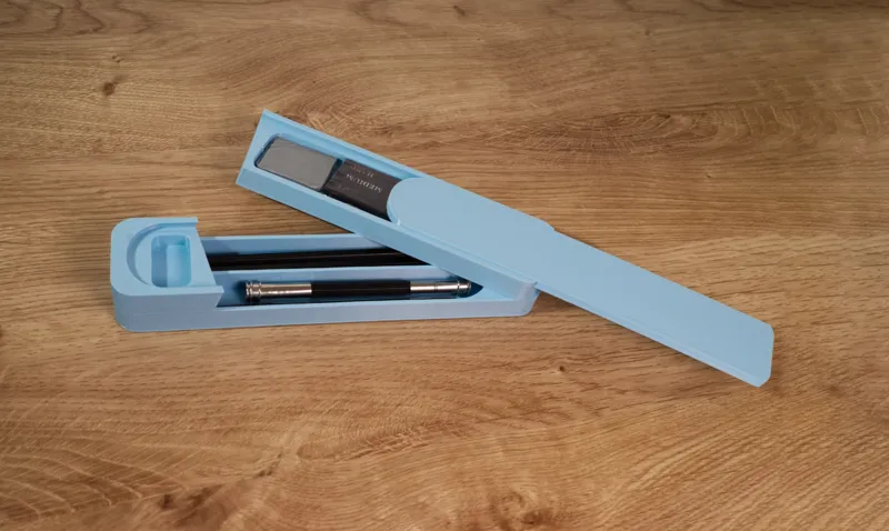 pencil case with sliding lock