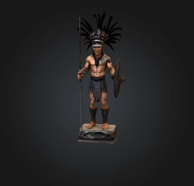 Aztec Warrior Statue