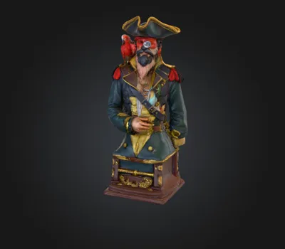 Rugged Pirate Captain Bust 3D Model