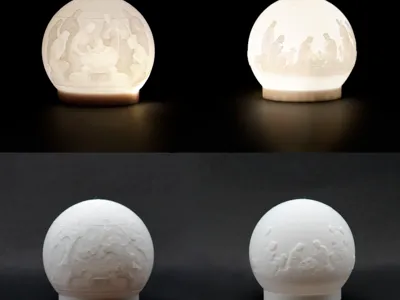 Christmas Nativity Scene Lithophane Sphere Lamp