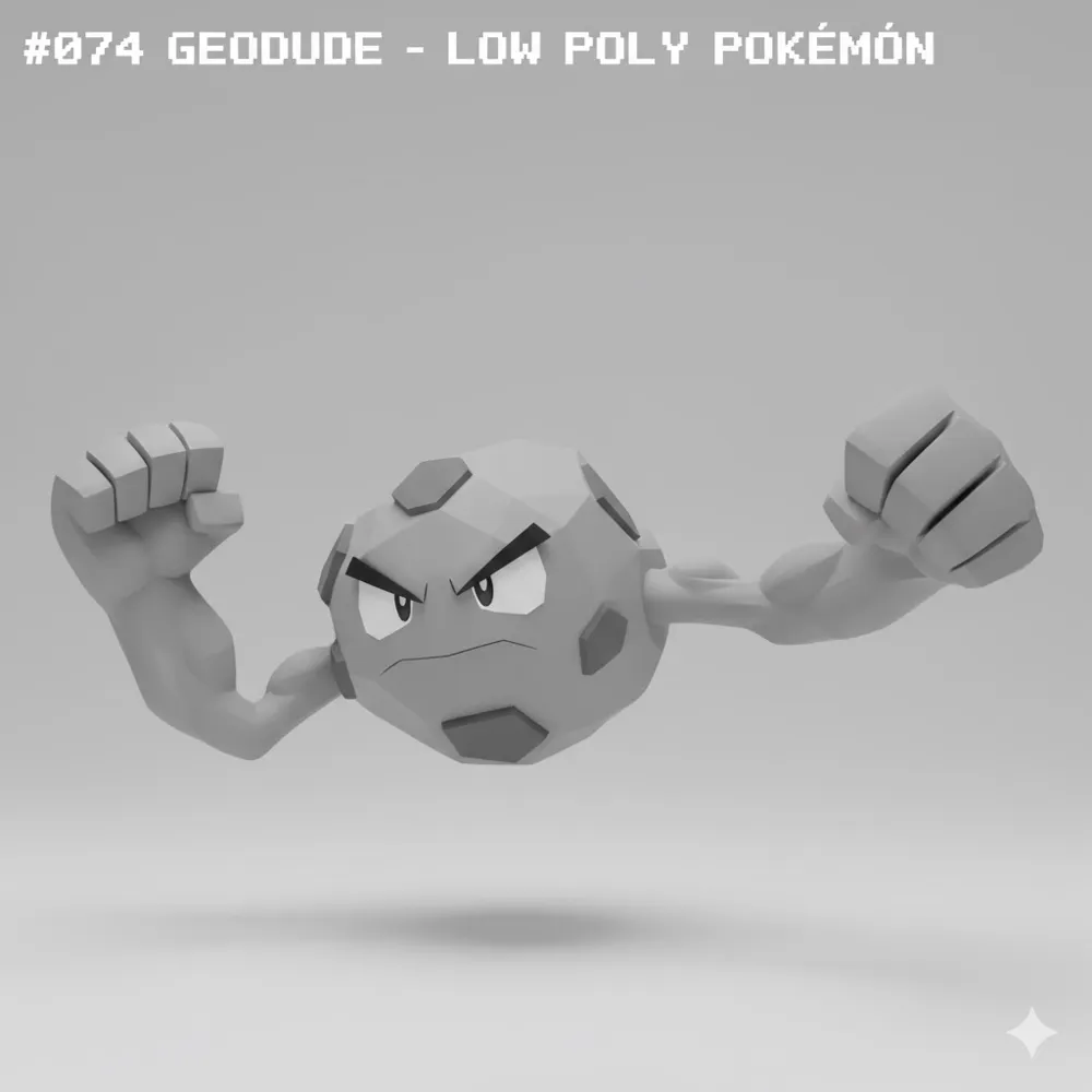 #074 Geodude – Low Poly Pokémon by ProjectPokemon MakerWorld: Download ...