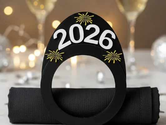 Minimal 2026 Napkin Ring for New Year