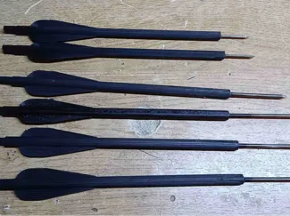 Printable 7.5" crossbow bolts for nail tips