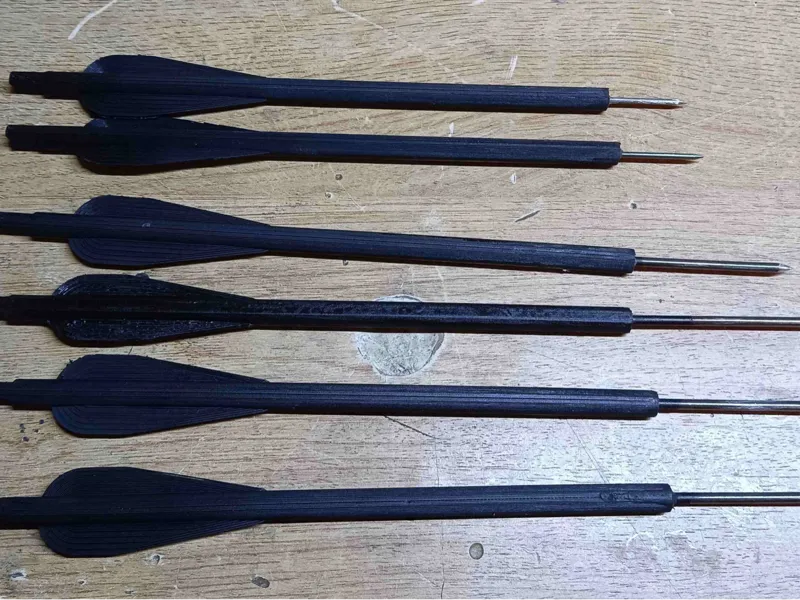Printable 7.5" crossbow bolts for nail tips 
