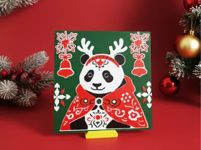 Christmas Panda Decorative Painting