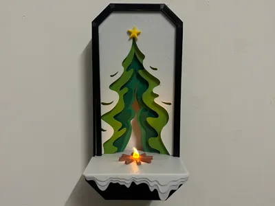 Figure Display Stand with Background Wall - Christmas Theme