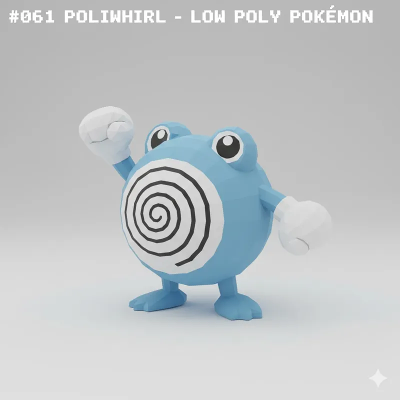 #061 Poliwhirl – Low Poly Pokémon