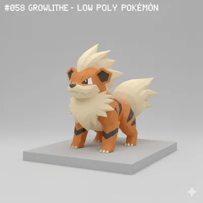 #058 Growlithe – Low Poly Pokémon