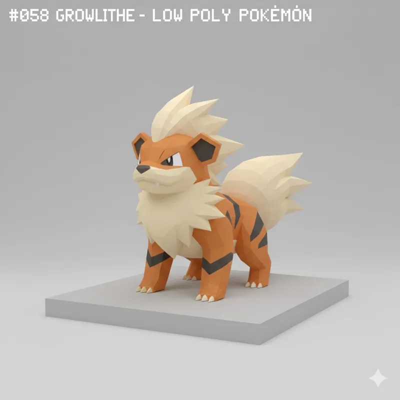 #058 Growlithe – Low Poly Pokémon