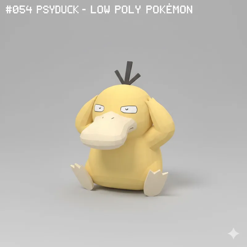 #054 Psyduck – Low Poly Pokémon