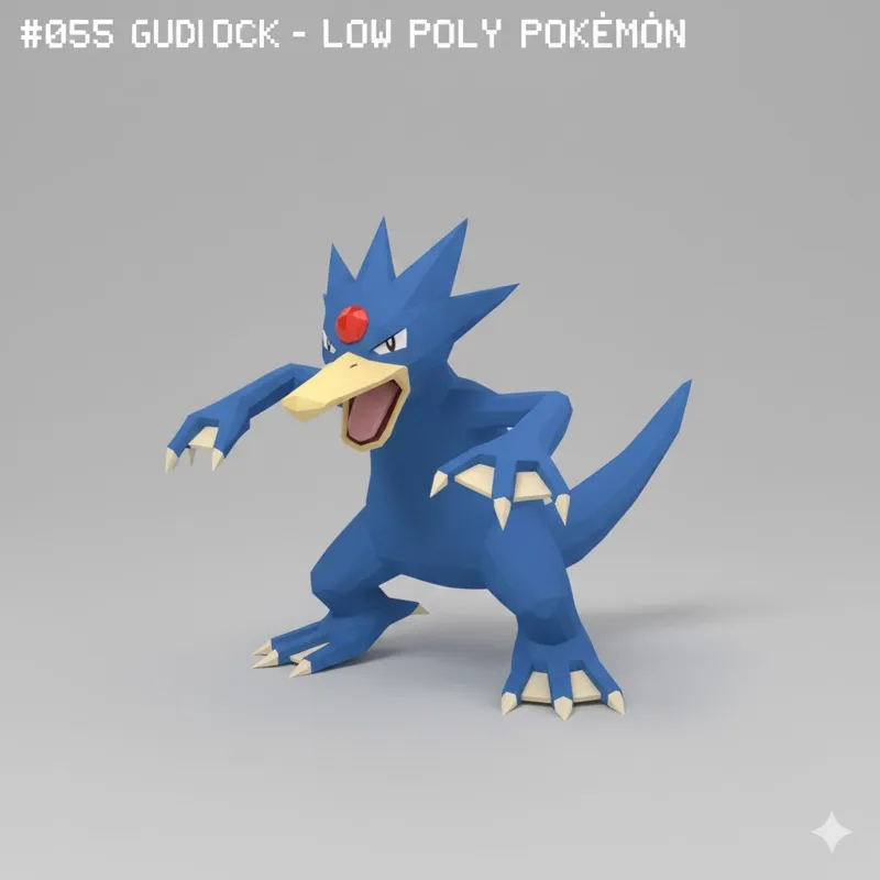 #055 Golduck – Low Poly Pokémon
